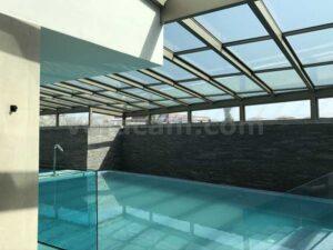 Açılan cam tavan konut projesi, çatı terası cam panel uygulaması, Veracam sistemi